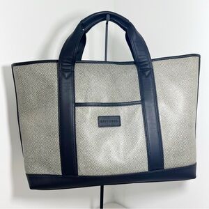 Levenger Printed Leather and Fabric Tote Bag